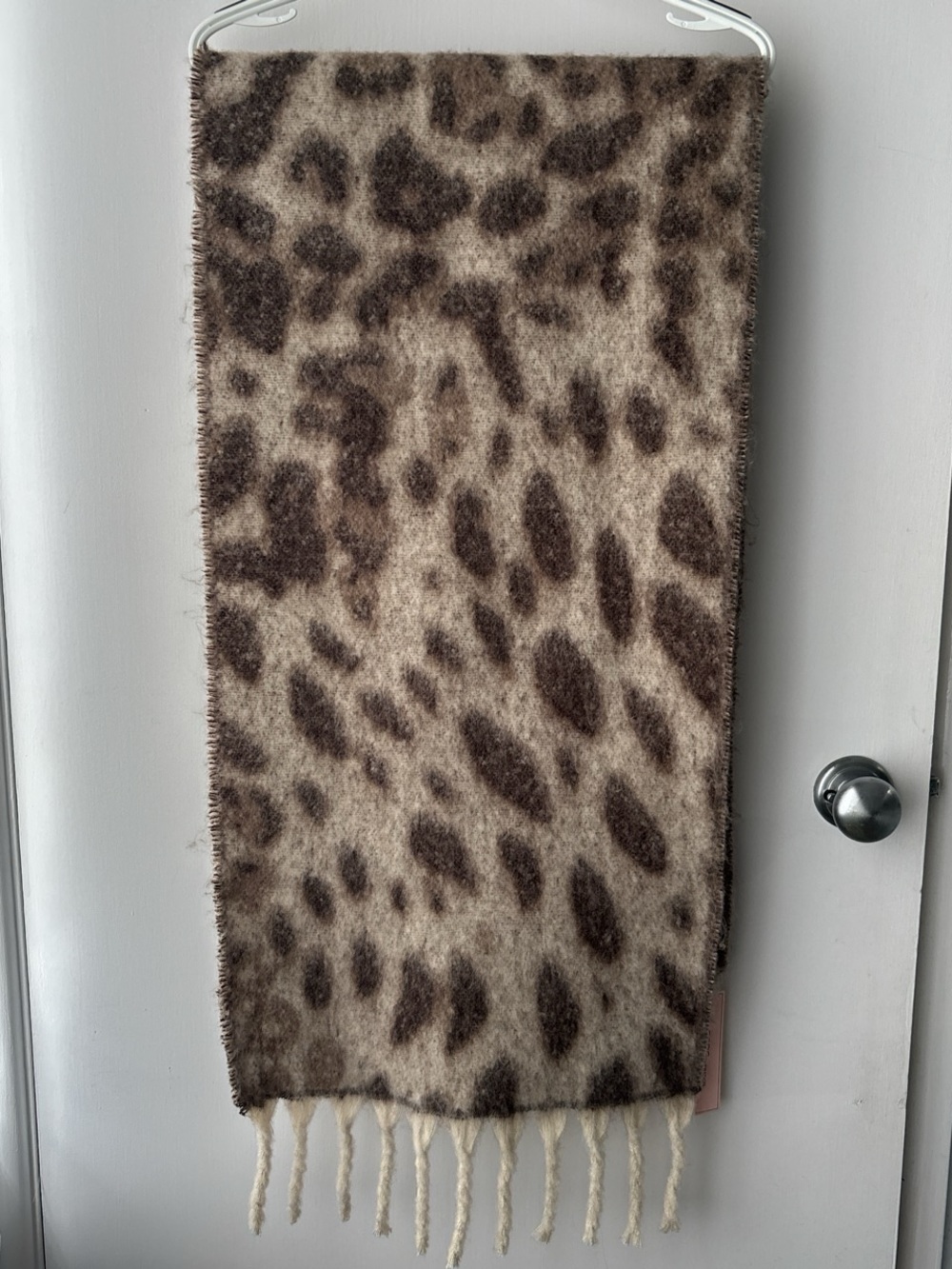 BCBGeneration Leopard Fringe Scarf in Brown & Cream
